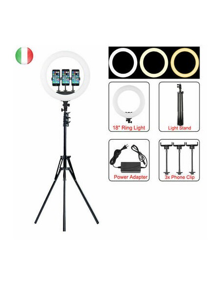 ANELLO DA ILLUMINAZIONE RING FILL LIGHT 18" LED CON CAVALLETTO INCLUSO (Q-1800+Q-L001)