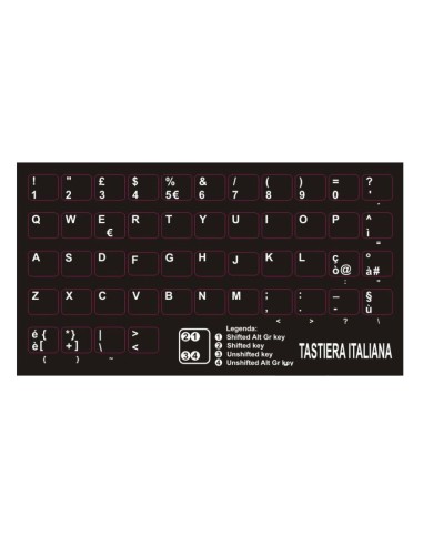 ADESIVI TASTIERA ITALIANA STICKERS NETBOOK/NOTEBOOK - TASTI PICCOLI ITA