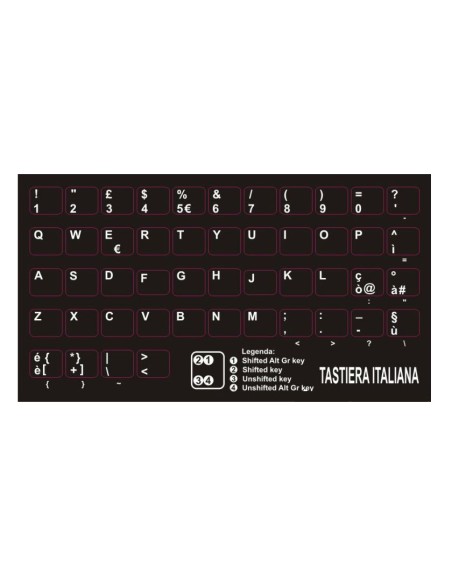 ADESIVI TASTIERA ITALIANA STICKERS NETBOOK/NOTEBOOK - TASTI PICCOLI ITA