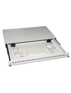 CASSETTO FIBRA OTTICA 24 PORTE PER ADATTATORI LC DUPLEX E SC SIMPLEX 1 UNITA' PER INSTALLAZIONE 19" GRIGIO CON BINARI TELESCOP^