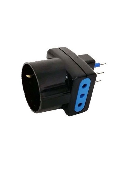 ADATTATORE PRESA 3 POSTI 10A/SCHUKO SPINA 10A NERO (PES1043-BKP)