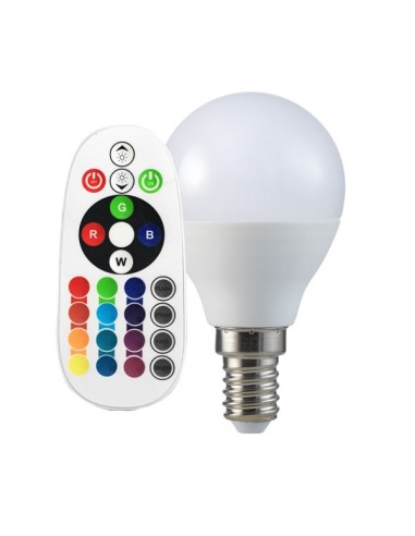 LAMPADINA A LED BULBO 3.5W E14 P45 CONTROLLO LUMINOSITA RF ATTENUABILE RGB + 4000K (2776)