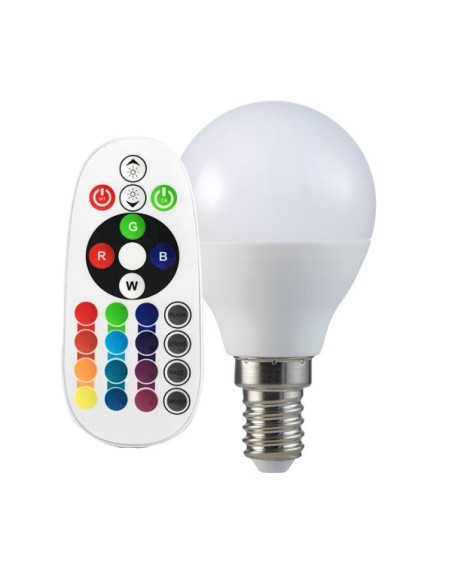 LAMPADINA A LED BULBO 3.5W E14 P45 CONTROLLO LUMINOSITA RF ATTENUABILE RGB + 4000K (2776)