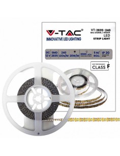 STRISCIA LED VT-2835 2000LM/M 12V STRIP 5MT 20W/MT 6400K IP20 (212166)