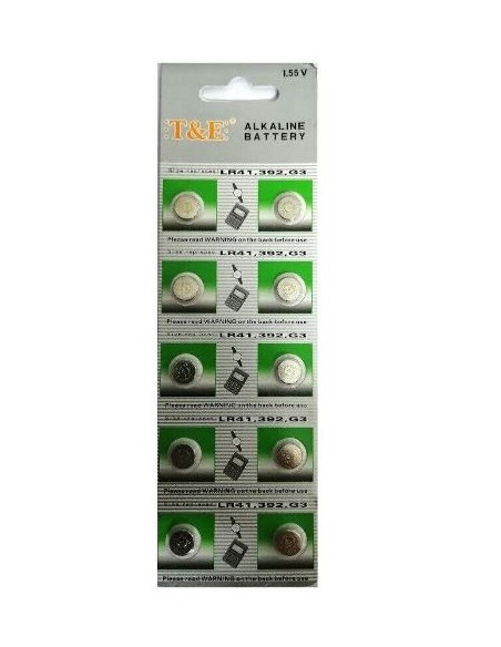BATTERIE BOTTONE MINI 1.55V AG3 LR41 392 G3 ALKALINE (10 PEZZI)