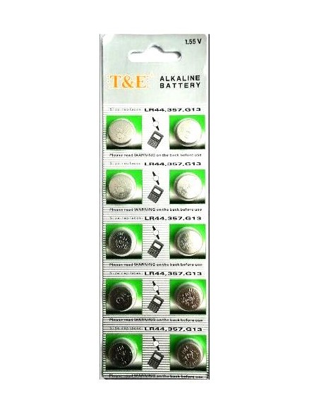 BATTERIE BOTTONE MINI 1.55V AG13 LR44 357 G13 ALKALINE (10 PEZZI)