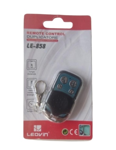 TELECOMANDO UNIVERSALE RF (LE-858) RADIOCOMANDO 433.92 PORTE CANCELLI - CONFEZIONE PACKAGE