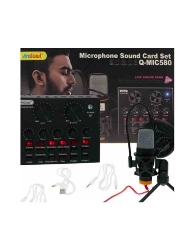 MICROFONO A CONDENSATORE Q-MIC580 SCHEDE AUDIO BLUETOOTH FILTRO ANTI-POP CON BASE