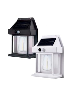 LAMPADA RICARICA SOLARE A PARETE ESTERNO BK-888D NERA - LUCE CALDA - SENSORE DI MOVIMENTO