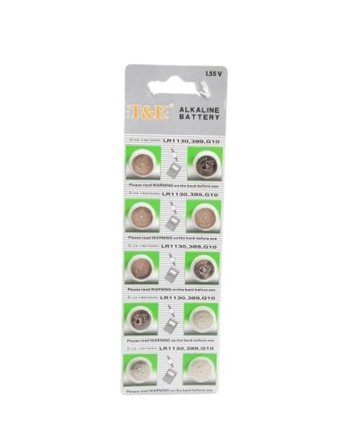 BATTERIE BOTTONE MINI 1.55V AG10 LR1130 389 G10 ALKALINE (10 PEZZI)