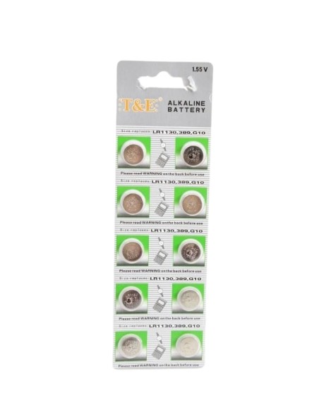 BATTERIE BOTTONE MINI 1.55V AG10 LR1130 389 G10 ALKALINE (10 PEZZI)