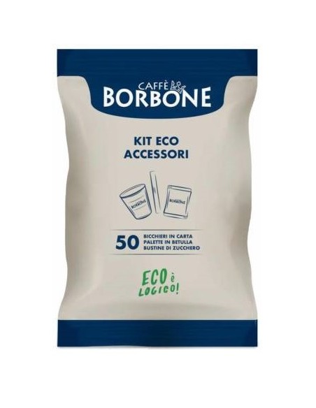 KIT ACCESSORI ECOLOGICO 50PZ BICCHIERINI DI CARTA + PALETTE + BUSTINE ZUCCHERO