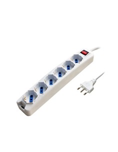 MULTIPRESA 6 POSTI BIPASSO/SCHUKO SPINA 16A + INTERR. (PEM3506-W)