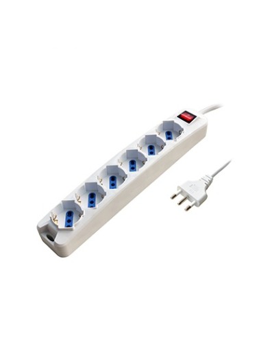 MULTIPRESA 6 POSTI BIPASSO/SCHUKO SPINA 16A + INTERR. (PEM3506-W)