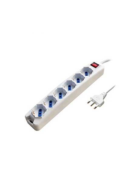 MULTIPRESA 6 POSTI BIPASSO/SCHUKO SPINA 16A + INTERR. (PEM3506-W)