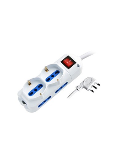 MULTIPRESA 6POS BIPASSO + BIPASSO/SCHUKO SPINA16A + INTERR. (PEM2512-W3)