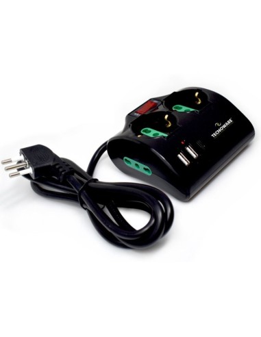 MULTIPRESA POWER CLEANER 4: INGRESSO ITALIA - 2 USCITE ITALIA/SCHUKO - 2 USCITE ITALIA 10/16A - PORTE USB - TOGETHER ON (FMP4I^
