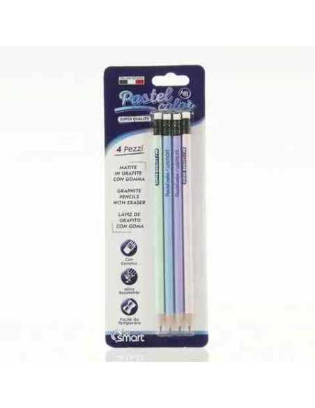 BLISTER 4 MATITE PASTEL CON GOMMA