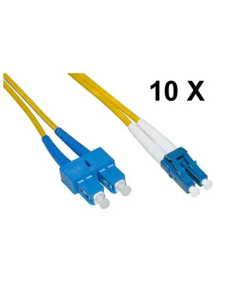 CONFEZIONE 10 CAVI FIBRA OTTICA LC A SC SINGLEMODE DUPLEX OS2 MT.1 (LKLCSC901E)