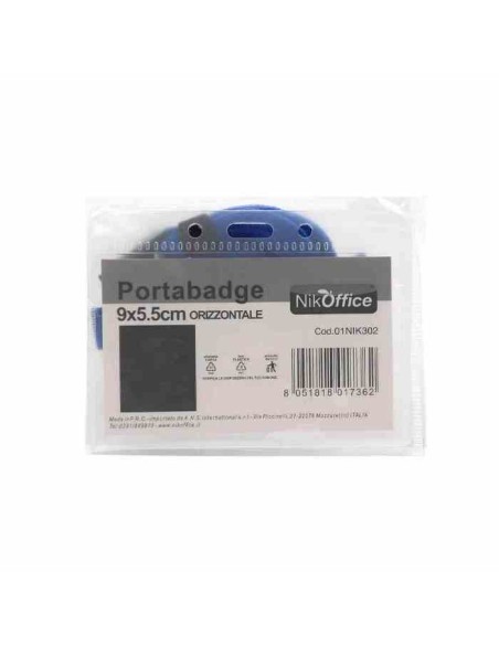 PORTABADGE ORIZZONTALE 9X5.5CM + CORDINO DA COLLO (01NIK302)