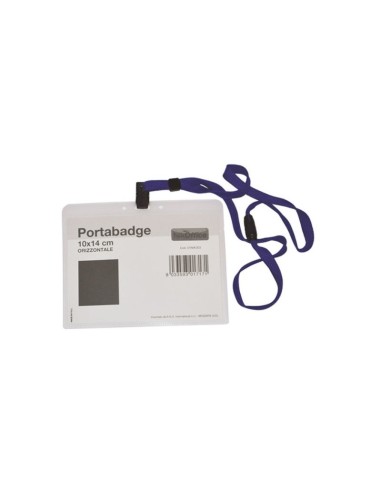 PORTABADGE ORIZZONTALE 10X14CM + CORDINO DA COLLO (01NIK303)