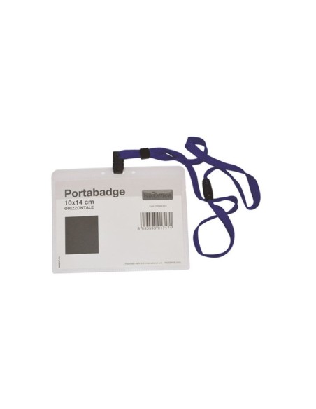 PORTABADGE ORIZZONTALE 10X14CM + CORDINO DA COLLO (01NIK303)
