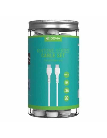 CONFEZIONE IN BARATTOLO 30 CAVI BULK USB TYPE-C 5V 3A BIANCHI 1MT (DECBOXC584)
