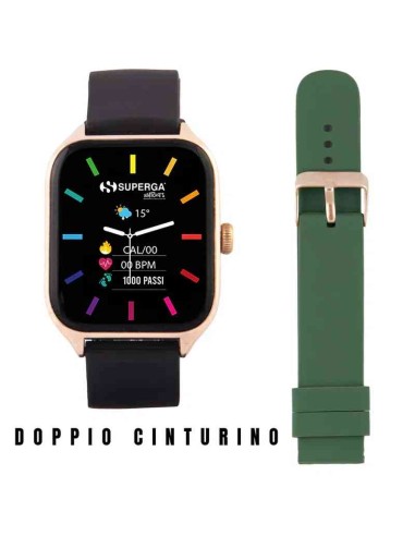 SMARTWATCH SWT-STC006 GOLD + CINTURINO WINNER SILICONE NERO O VERDE