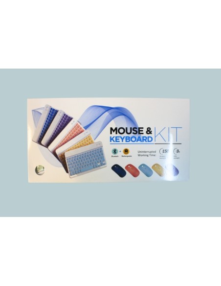 KIT MINI TASTIERA E MOUSE BLUETOOTH WIRELESS BT028 ROSA