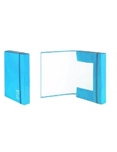 CARTELLA CON ELASTICO 3 LEMBI DORSO BLU 3CM