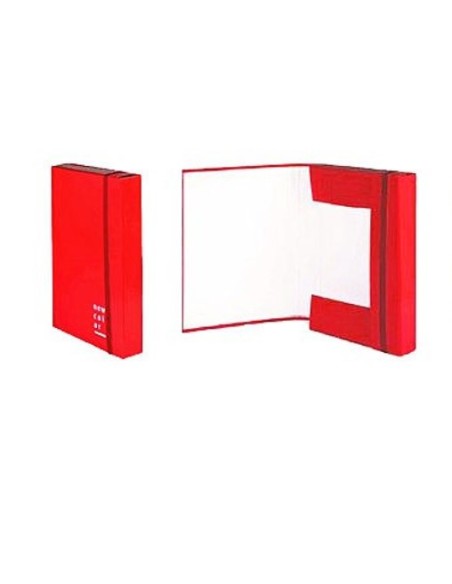 CARTELLA CON ELASTICO 3 LEMBI DORSO ROSSO 3CM