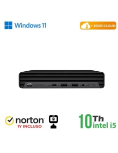 PC HP 600-800 G3 MINI PC INTEL CORE I5-10 GEN. 8GB 256GB SSD WINDOWS 11 PRO + NORTON ANTIVIRUS + WEBCAM - RICONDIZIONATO -