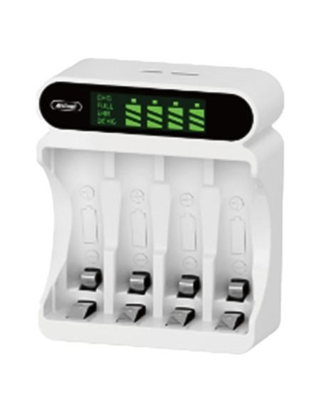 CARICABATTERIE SMART LCD CHARGER PER 4 PILE AA/AAA - MICRO USB/TYPE-C (Q-CD48)