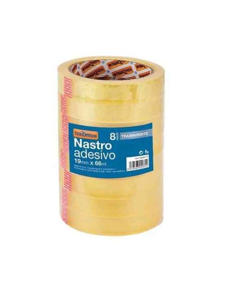 NASTRO ADESIVO 19MM X 66MT TRASPARENTE (8 PEZZI)