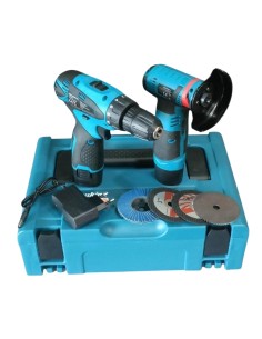KIT TRAPANO ELETTRICO + SMERIGLATRICE ANGOLARE - BATTERIA 12V - SET COMPLETO (NL-5827)