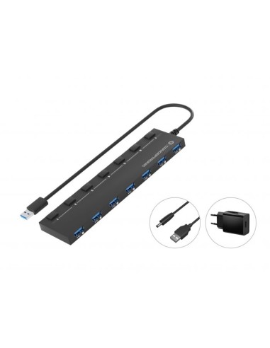 HUB USB 3.0 A 7 PORTE CON ALIMENTATORE 5.0V/3.0A (HUBBIES19BP)