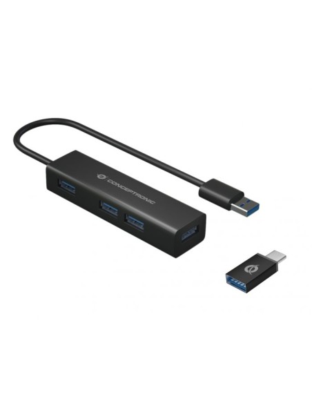 HUB USB 3.0 A 4 PORTE CON ADATTATORE USB-C (HUBBIES06B)