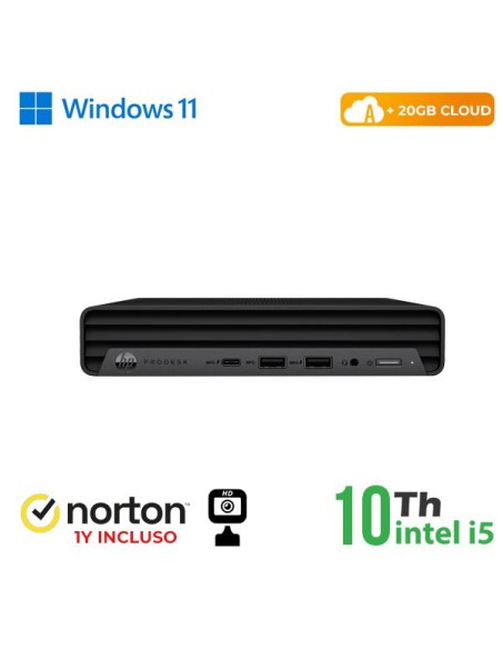 PC HP 600-800 G5 MINI PC INTEL CORE I5-9 GEN. 8GB 256GB SSD WINDOWS 11 PRO + NORTON ANTIVIRUS + WEBCAM - RICONDIZIONATO (RN655^