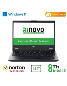 NOTEBOOK FUJITSU E5490 INTEL CORE I3-8 GEN. 14" 8GB 256GB SSD WINDOWS 11 PRO + NORTON ANTIVIRUS + 20GB CLOUD - RICONDIZIONATO ^