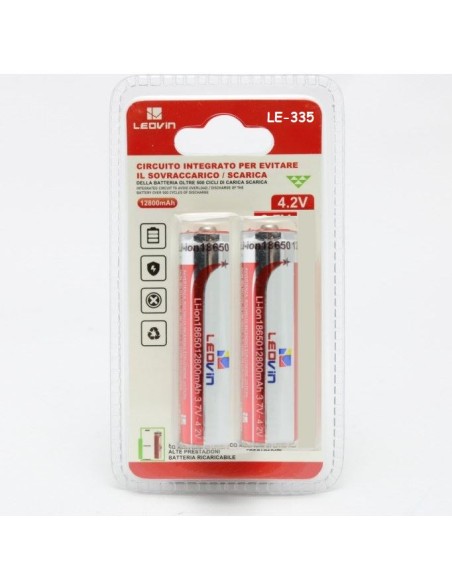 BATTERIA AL LITIO 18650 3,7V 12800MAH 2PZ CON POLO SPORGENTE (LE-335)