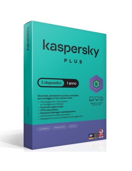 SOFTWARE SUPERSLIMBOX PLUS ANTIVIRUS FIREWALL FULL 1 LICENZA 1 ANNO 3 DISPOSITIVI (KL1042T5CFS-SSB)