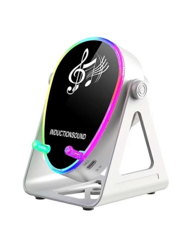 SUPPORTO TELEFONO CON RICARICA WIRELESS + CASSA BLUETOOTH (INDUCTIONSOUND) 2IN1 BIANCO