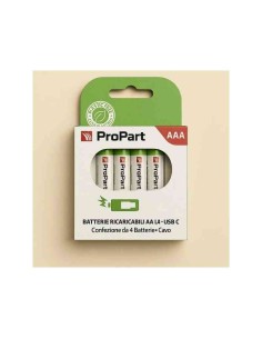 BATTERIE RICARICABILI AAA USB-C 356MAH 1.5V - CONF. 4PZ - EK-RB-06 (1INR10/28)