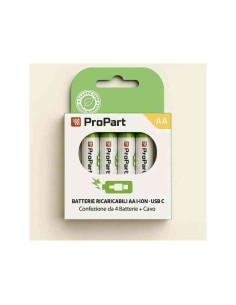 BATTERIE RICARICABILI AA USB-C 1250MAH 1.5V - CONF. 4PZ - EK-RB-01 (1INR14/40)