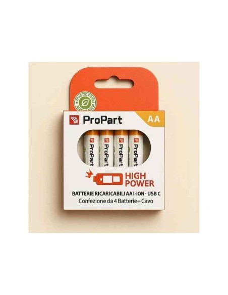 BATTERIE RICARICABILI AA USB-C 1750MAH 1.5V - CONF. 4PZ - EK-RB-04 (1INR14/40)