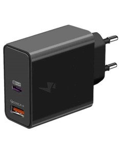 CARICABATTERIE CARICATORE DA RETE DOPPIO TYPE-C/USB 85W (HT-AC80) NERO