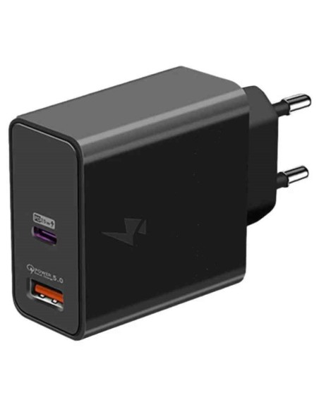 CARICABATTERIE CARICATORE DA RETE DOPPIO TYPE-C/USB 85W (HT-AC80) NERO