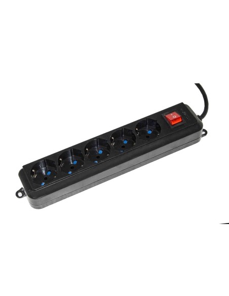 MULTIPRESA 5 POSTI SPINA ITA/SCHUKO 10/16A + INTERRUTTORE (LKMP05N) NERO