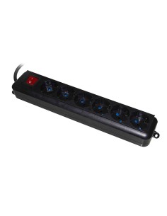 MULTIPRESA 6 POSTI SPINA ITA/SCHUKO 10/16A + INTERRUTTORE (LKMP06N) NERO