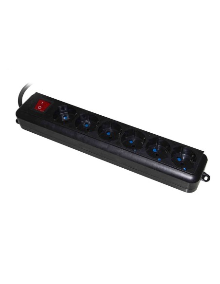 MULTIPRESA 6 POSTI SPINA ITA/SCHUKO 10/16A + INTERRUTTORE (LKMP06N) NERO